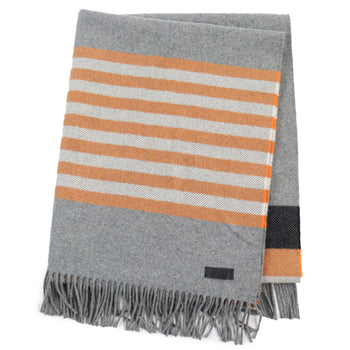 Hermes 100% Cashmere Blanket With Leather Tag And Fringe