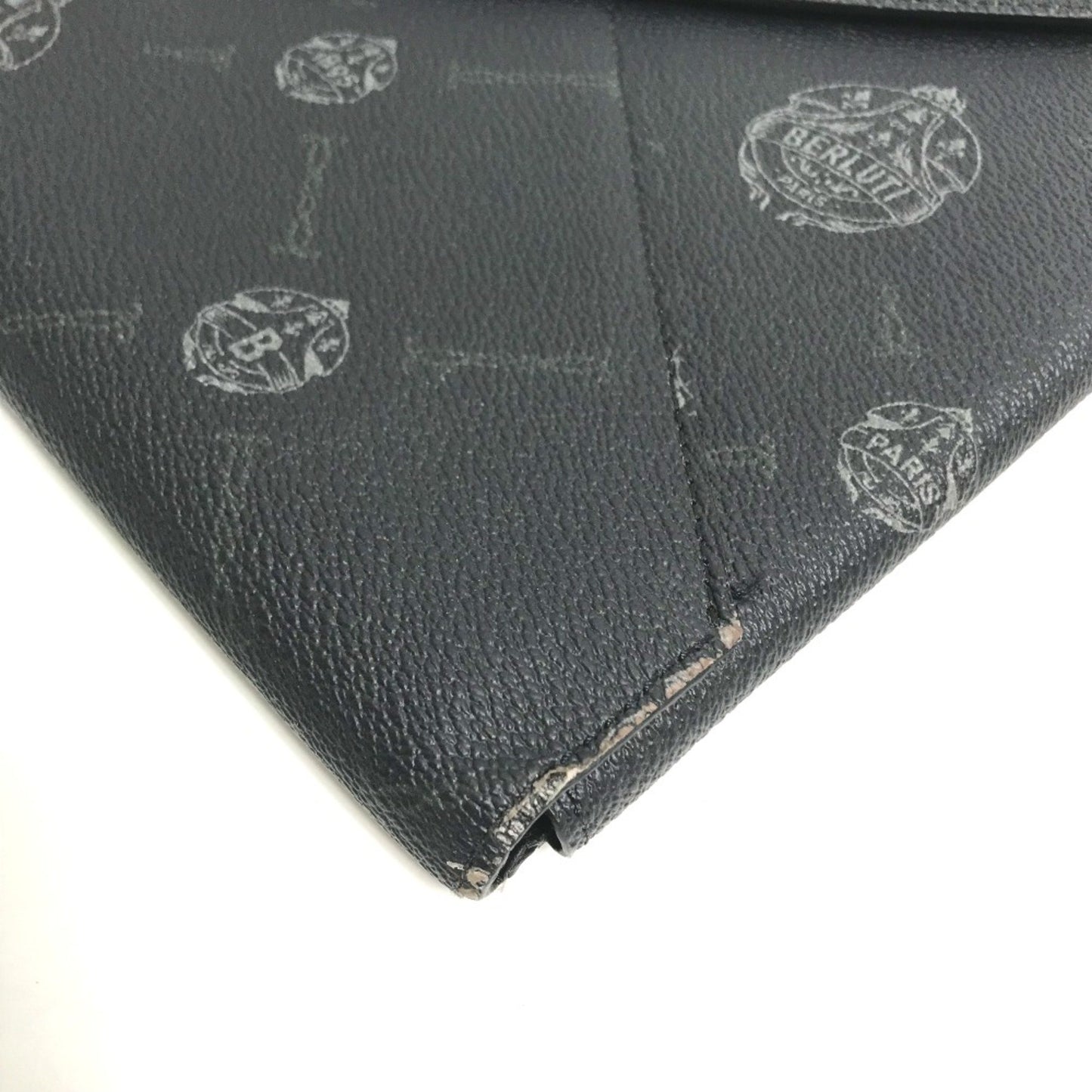 Berlutti Pouch Letter Case Bag Clutch Bag Black Blue