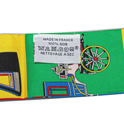 Hermes Twilly Carriage Scarf Muffler Red Blue Multicolor Silk