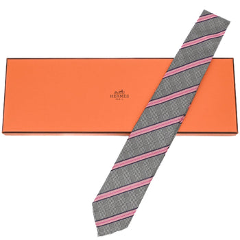 Hermes Men'S Striped Silk Tie In White