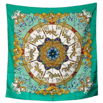 Hermes Scarf/Muffler Carre 90 Lanapark Amusement Park Silk Green Multicolor 181297