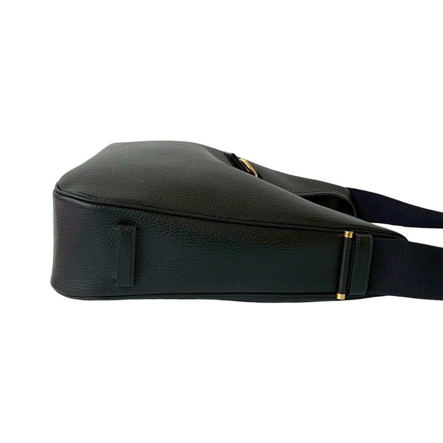 Hermes Saco Leather Canvas Shoulder Bag