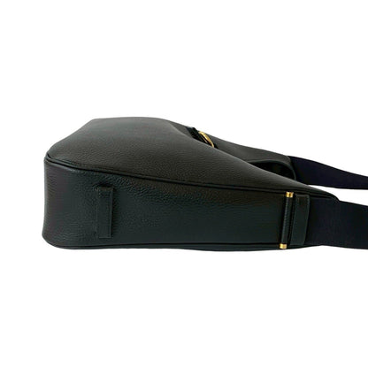 Hermes Saco Leather Canvas Shoulder Bag