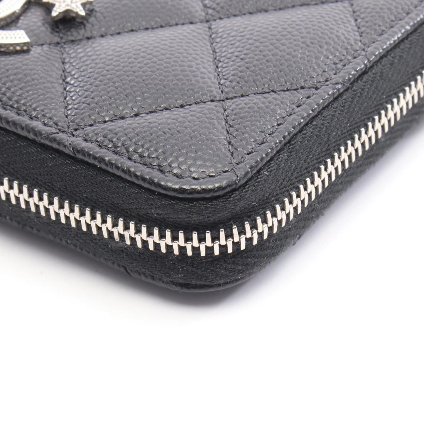 Chanel Matelasse Coco Mark Star Round Wallet In Calfskin Leather