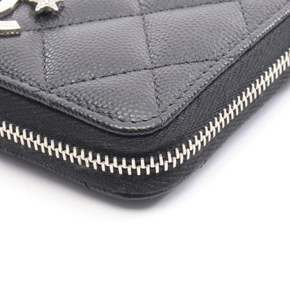 Chanel Matelasse Coco Mark Star Round Wallet In Calfskin Leather