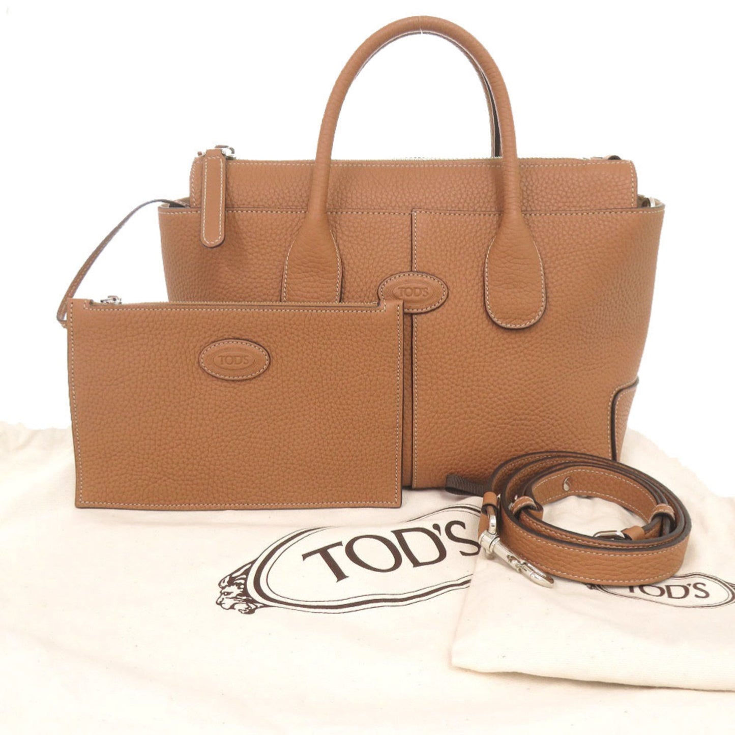 Like New Tod'S Di Small Leather Brown 2-Way Handbag/Shoulder Bag 0536 Tod'S