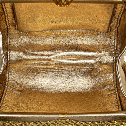 Chanel Coco Mark Clasp Chain Shoulder Bag In Gold Glitter Canvas