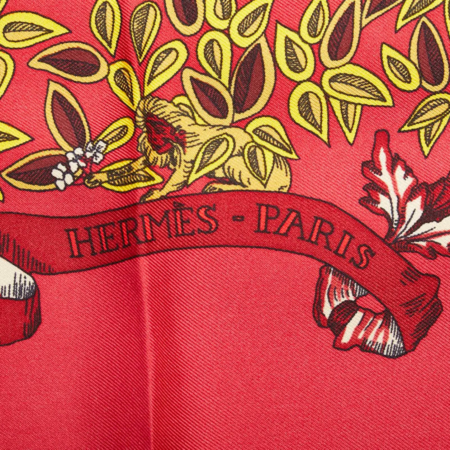 Hermes Carre 90 Le Paradis Du Roy King'S Paradise Scarf Muffler Red Multicolor