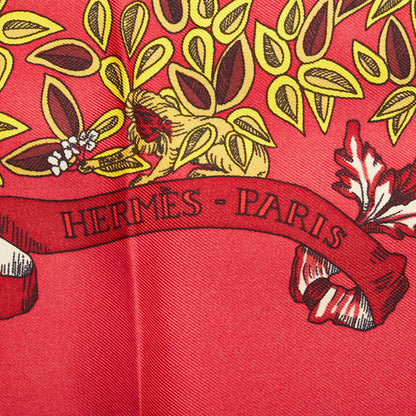 Hermes Carre 90 Le Paradis Du Roy King'S Paradise Scarf Muffler Red Multicolor