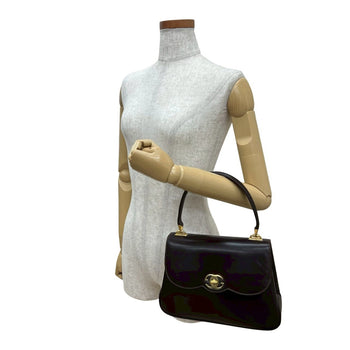 Gucci Old Gucci Vintage Gg Logo Leather Handbag Tote Bag Brown 70578