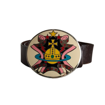 Vivienne Westwood Leather Orb Oval Buckle Belt