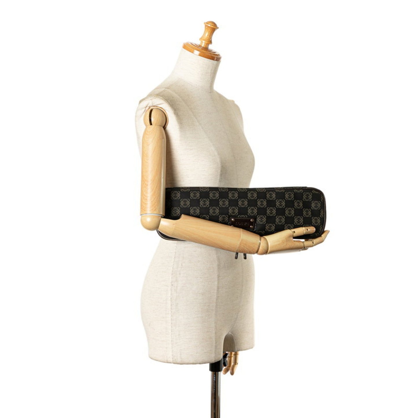 Loewe Anagram Clutch Bag Second Black Brown Pvc Leather