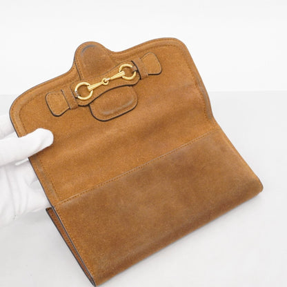 Gucci Horsebit Long Wallet 382274 Suede Brown