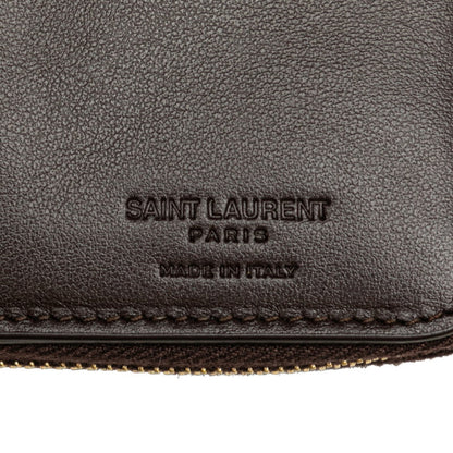 Saint Laurent Quilted Joan Bi-Fold Wallet Compact 668323 Wine Red Leather