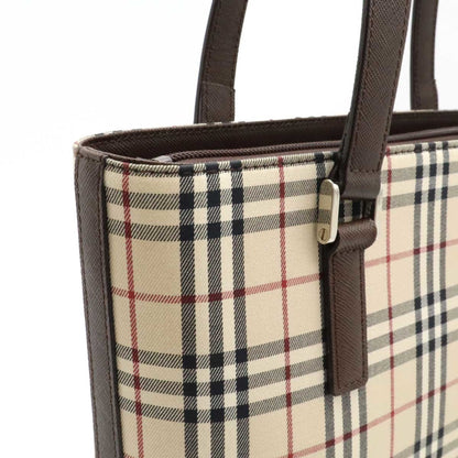 Burberry Nova Check Pattern Tote Bag Shoulder Canvas Leather Beige Black Bordeaux
