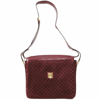 Celine Old Triomphe Suede Shoulder Bag Bordeaux