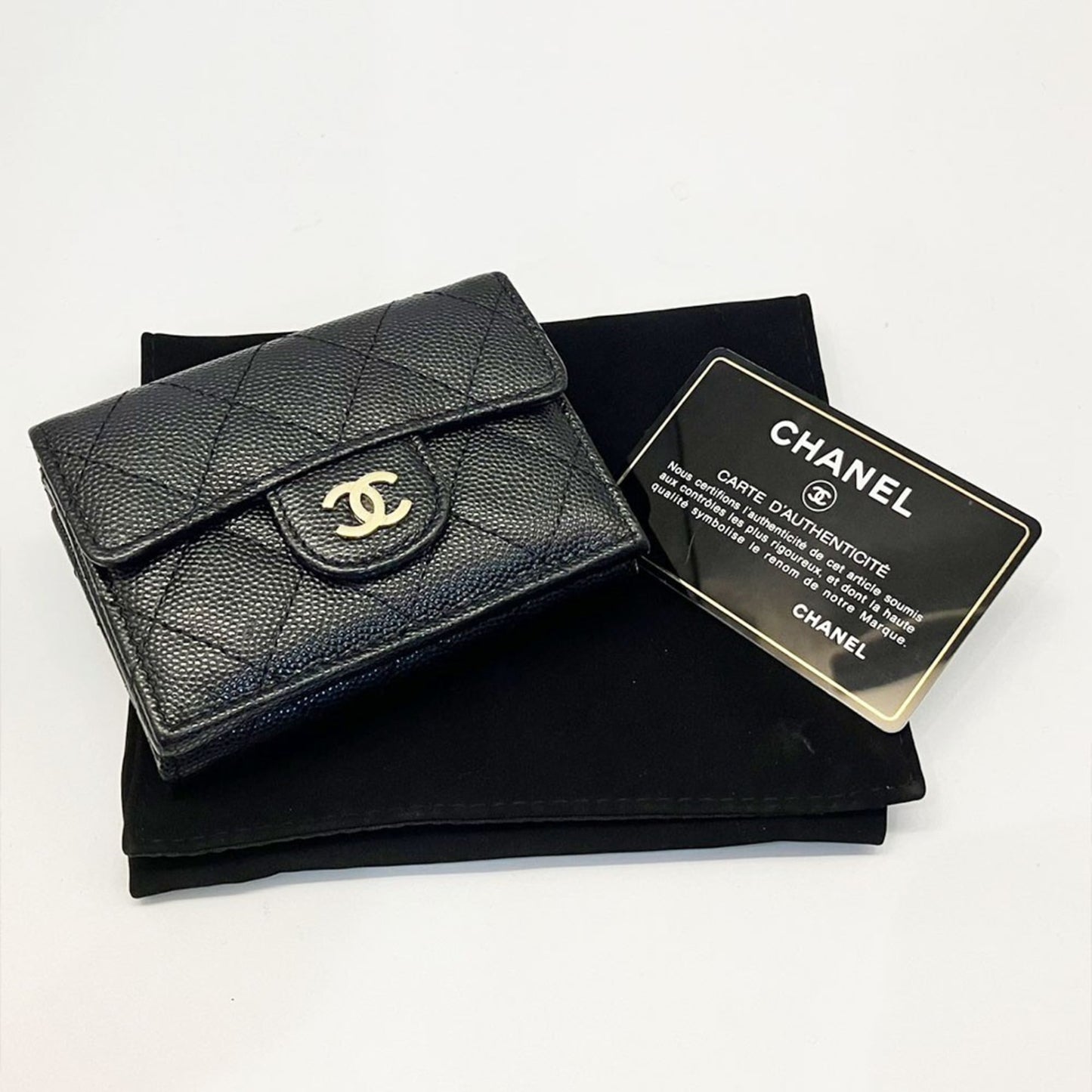 Calfskin Chanel Wallet (Tri-Fold) Grained