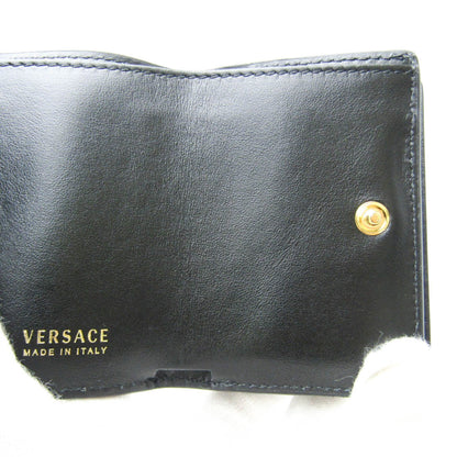 Versace All-Over Pattern Women'S Leather Wallet (Tri-Fold) Black