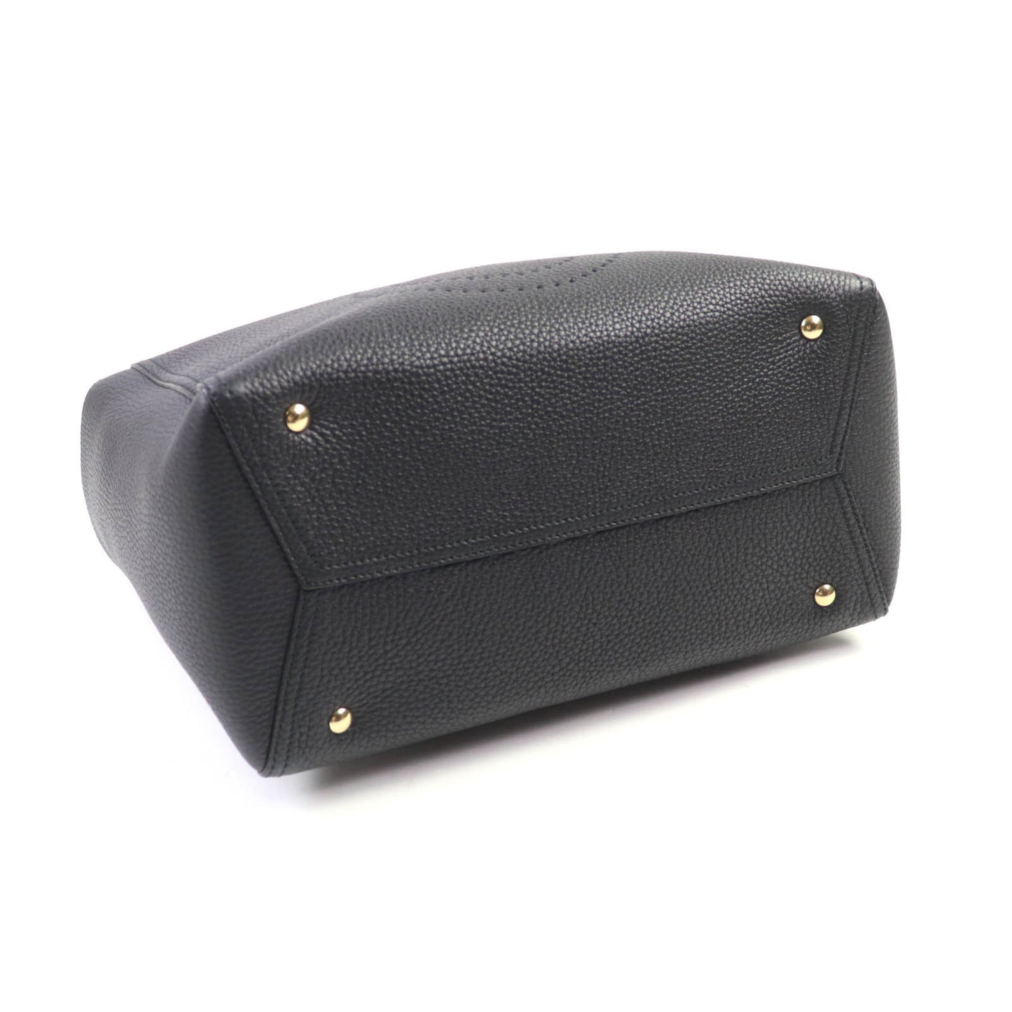 Salvatore Ferragamo 21 G714 Marta Nero Perforated Gancini Design Calf Leather Tote Bag With Dust Bag