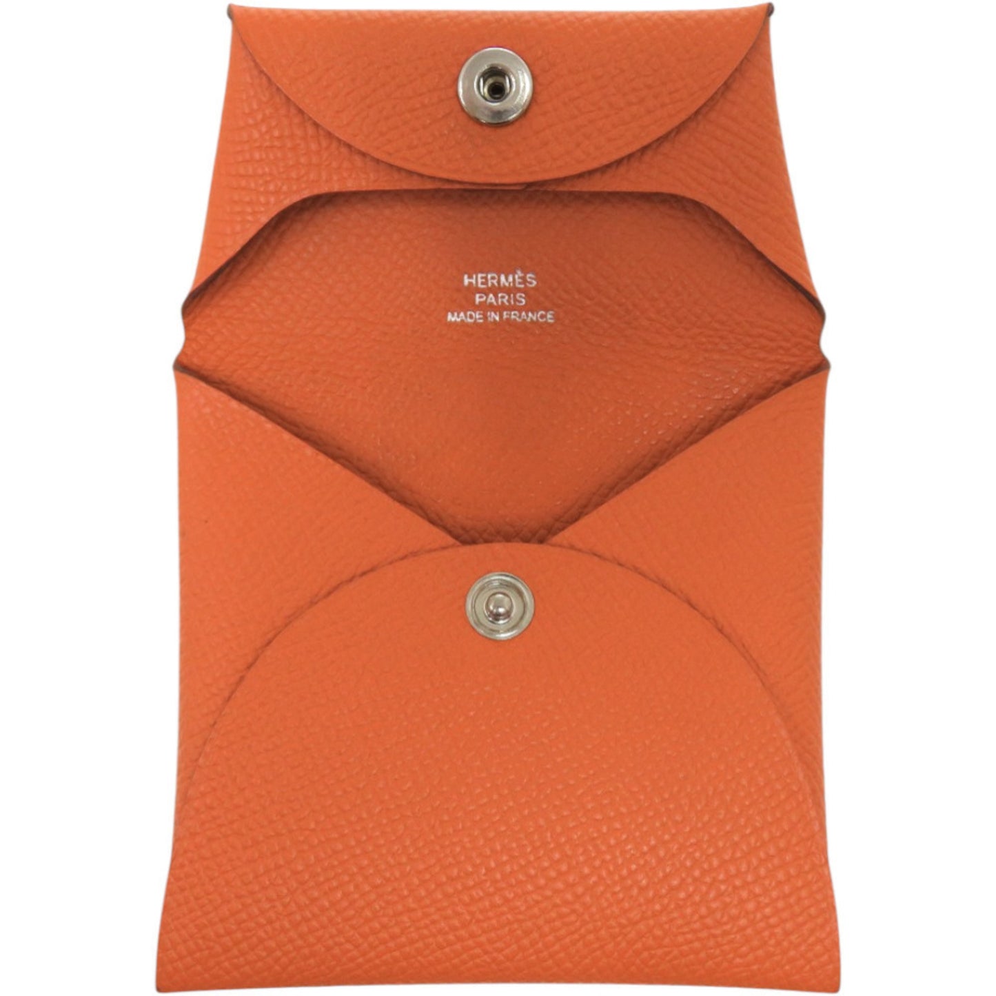 Herms Bastia Epsom Leather Coin Case Wallet In Orange