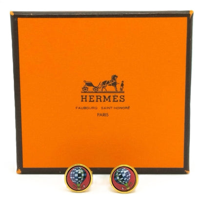 Hermes Herms Eclipse Enamel Earrings In Gold
