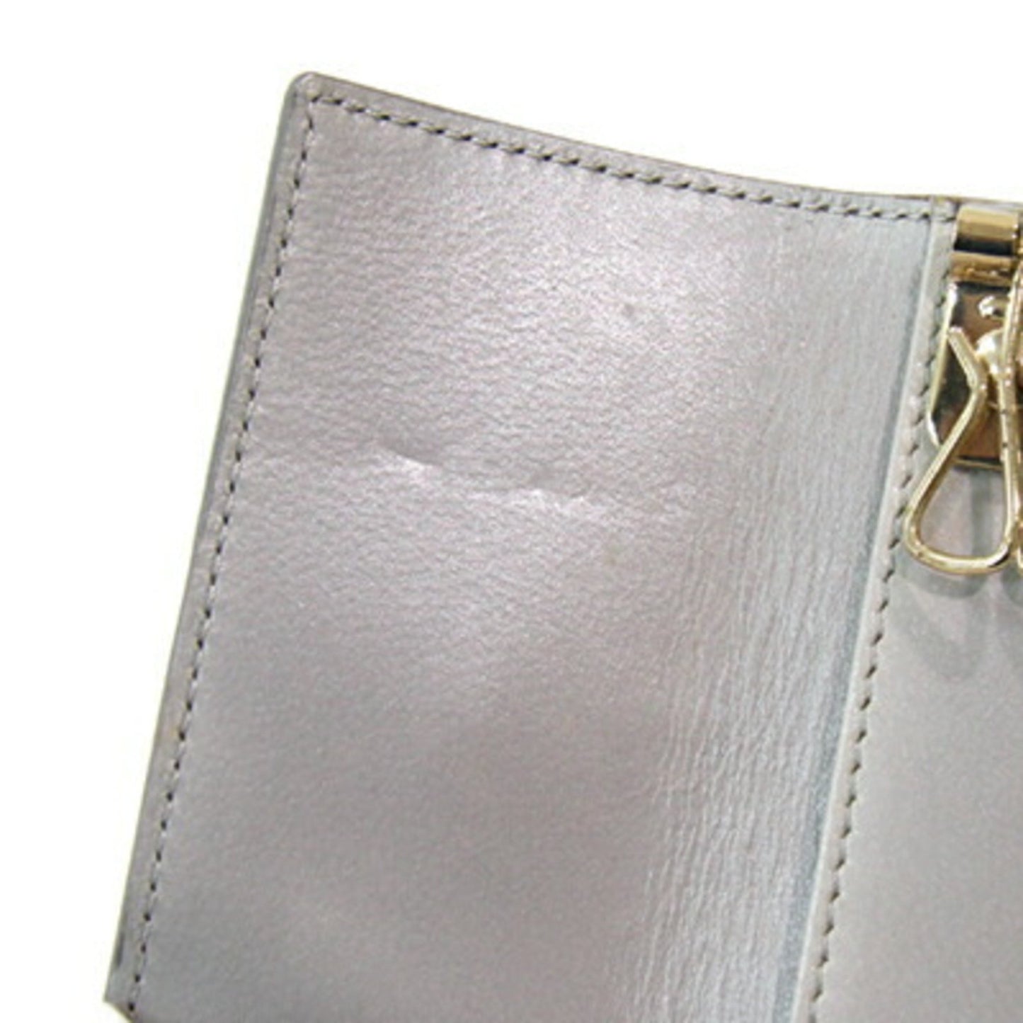 Fendi 6-Ring Key Case 8Ap079 Silver Leather