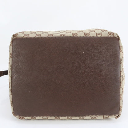 Gucci Gg Canvas Sherry Line Leather Tote Bag