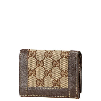 Gucci Gg Canvas Business Card Case 154165 Beige Brown Leather