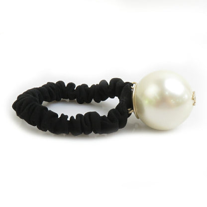 Chanel Hair Tie Coco Mark Faux Pearl Accessory Off-White Black Gold