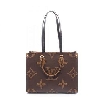 Louis Vuitton On The Go Mm Tote Bag In Coated Canvas And Leather With Monogram Giant Reverse Pattern