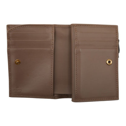 Gucci Gg Marmont Double G Bifold Compact Wallet 773427 Pink Beige Leather