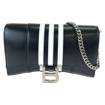 Balenciaga Balenciaga Adidas Collaboration Hourglass Wallet On Chain Black White Leather 2304Blsjj