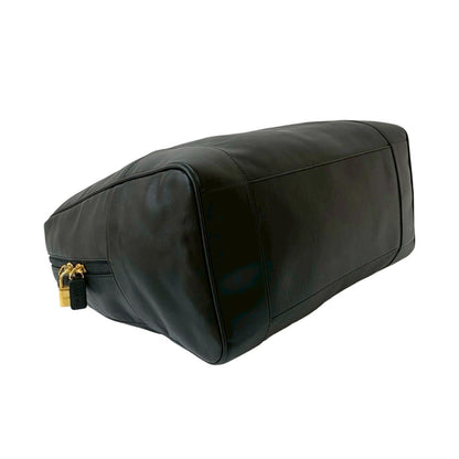 Loewe Anagram Logo Metal Embossed Leather Boston Bag/Handbag In Black