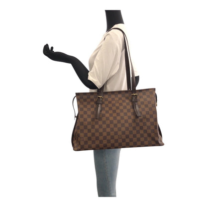 Louis Vuitton Damier Ebene Chelsea Tote Bag In Brown With Gold Hardware