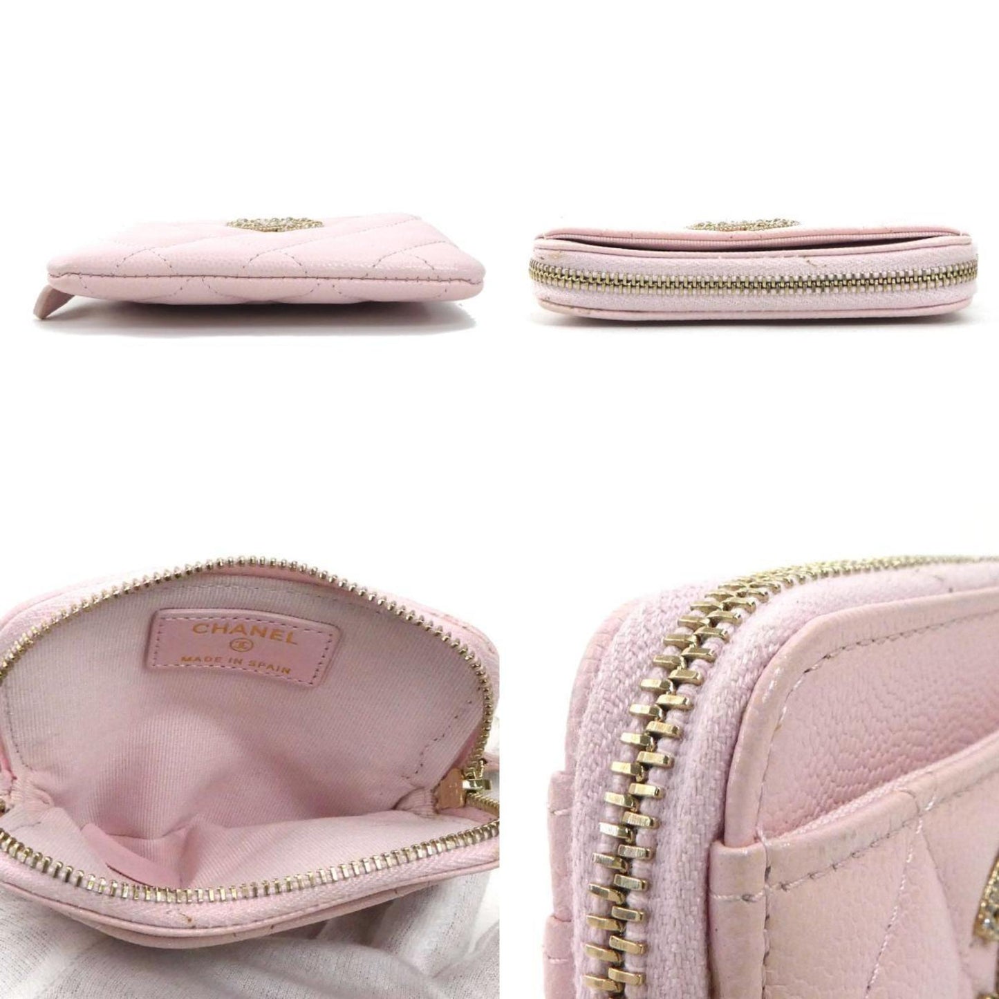 Chanel Wallet/Coin Case Chanel 19 Zip Caviar Skin Leather Light Pink