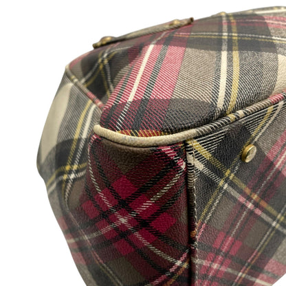 Vivienne Westwood Tartan Check Boston Bag Handbag Multicolored Red C8