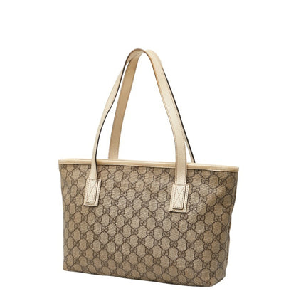 Gucci Gg Supreme Handbag Tote Bag 211138 Beige Ivory Leather