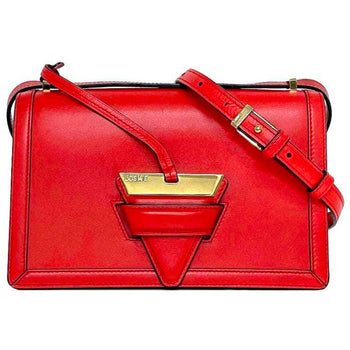 Loewe Shoulder Bag Barcelona Red F-19948 Flap Leather