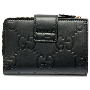 Gucci Pastel Gg Compact Medium Wallet Bifold 790131 Leather Black B-158601