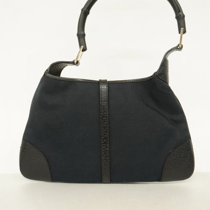 Gucci Bamboo 001 4060 Canvas Handbag Black
