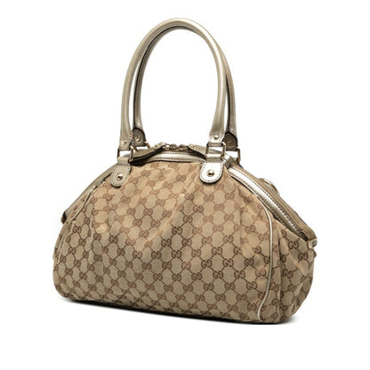 Gucci Gg Canvas Sukey Handbag/Shoulder Bag 2Way 223974 Beige Gold Leather