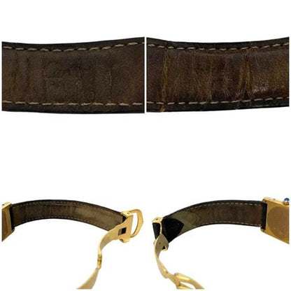 Cartier Must Tank Lm Vermeil Watch F-24337 Black Gold W1001254 Stainless Steel Gp Leather Quartz