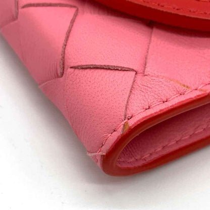 Bottega Veneta Nappa Bi-Fold Wallet Intrecciato Compact Red X Pink 577841 V0Ekk 8929 Bottega Veneta