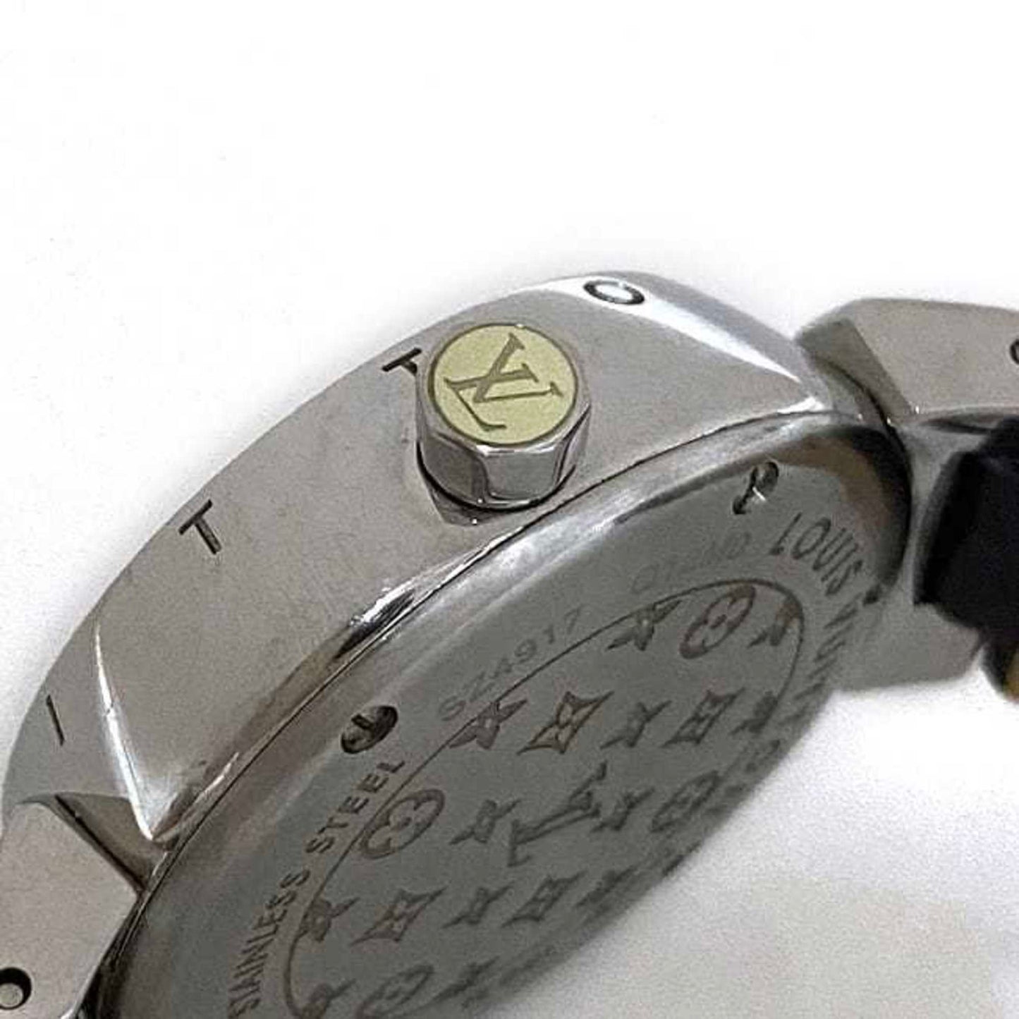 Louis Vuitton Watch Tambour White Shell Silver Brown Amaranth Love Cup Q12Mo Ss Patent Leather