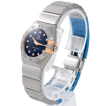 Omega 795.1007 Constellation Watch Quartz Navy Dial Ss K18 Gold 12P Diamond