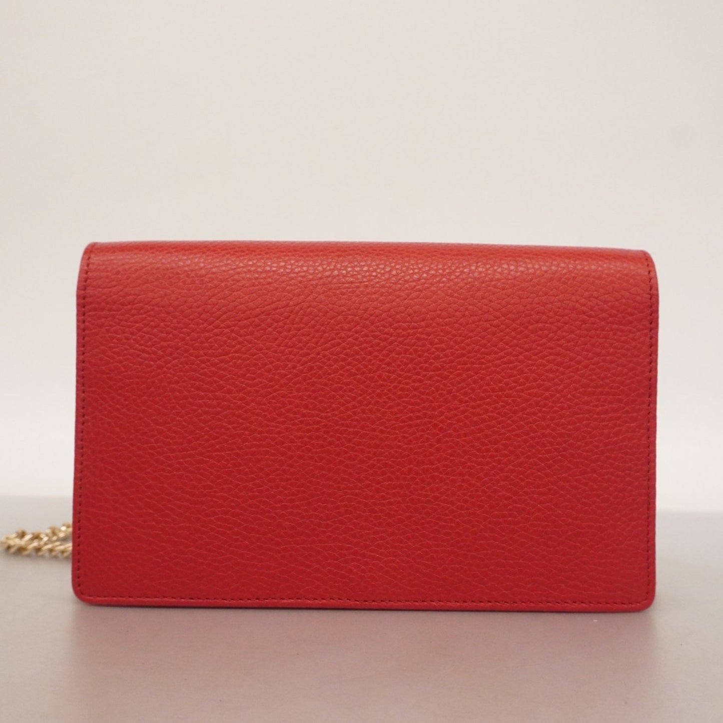 Gucci Interlocking G Shoulder Wallet 598211 Leather Red Champagne