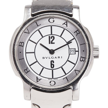Bvlgari Solotempo Date Watch St29S Quartz White Dial Stainless Steel