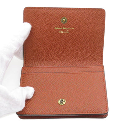 Salvatore Ferragamo Gancini Business Card Holder/Card Case In Calf Leather
