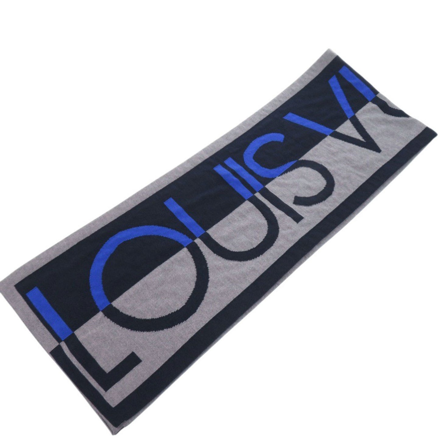 Louis Vuitton Echarpe Lv Horizon M71240 Wool Gray Navy Scarf 1320 Louis Vuitton