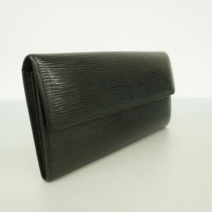 Louis Vuitton Epi Leather Long Wallet Porte Monnaie Credit M63592 Noir